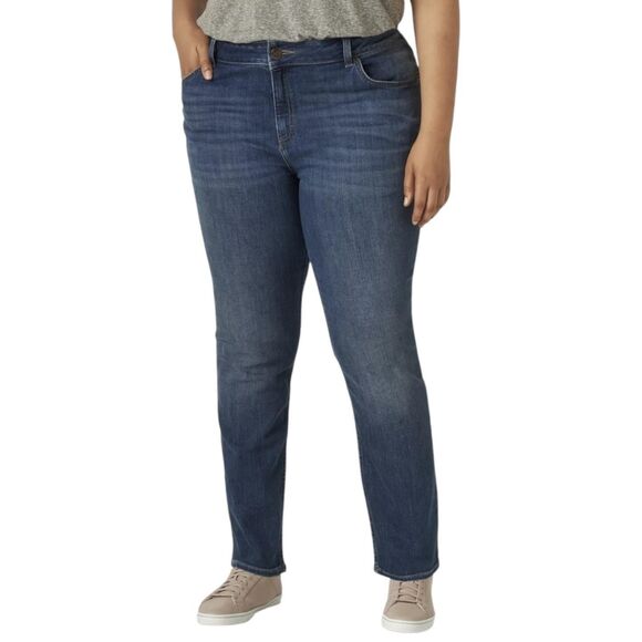 Lee Ultra Lux Plus Jeans Womens 30W Medium Blue Relaxed Crop High Rise Denim - Picture 1 of 14